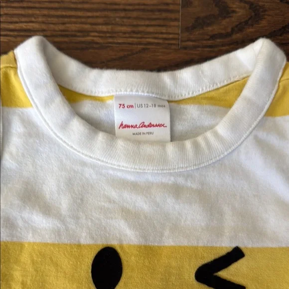 Hanna Andersson Yellow and White Striped Smiley Face Romper - Picture 2 of 3